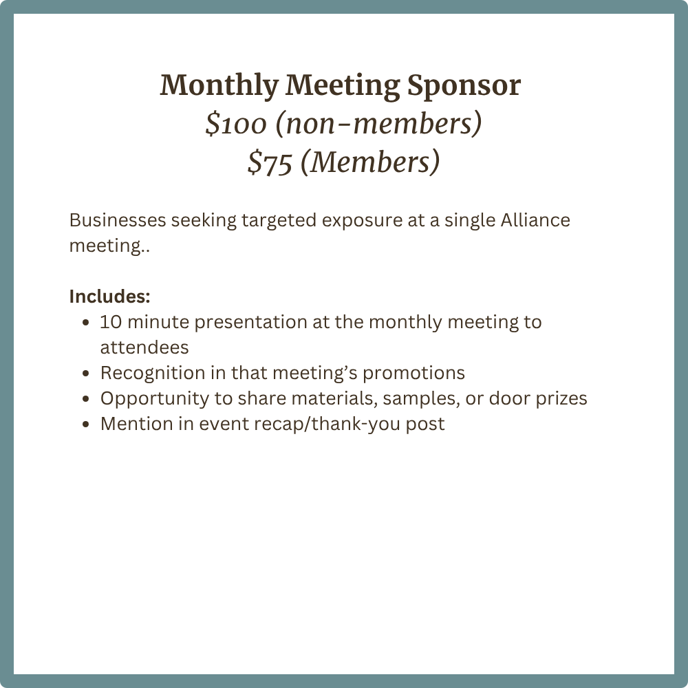 Monthly Meeting Sponsors